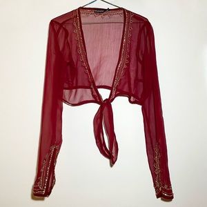 Sheer Beaded Crop Top